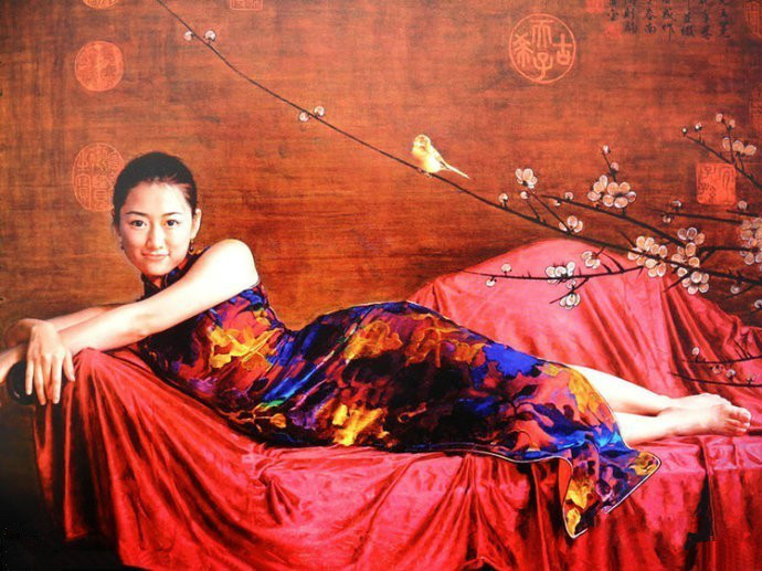 風(fēng)情萬(wàn)種的油畫旗袍女子！