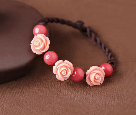 匠心啟航閱讀手工編織玫瑰花手鏈