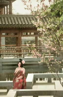 華裳佳人，著漢服踏春而行