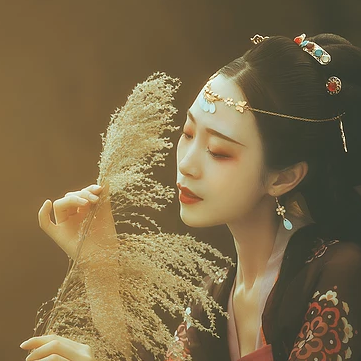 古典少女帶團扇女生頭像，唯美古風真頭像