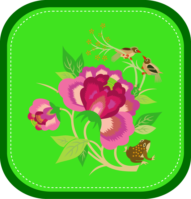 中國(guó)傳統(tǒng)刺繡圖案月季花卉系列二，矢量素材