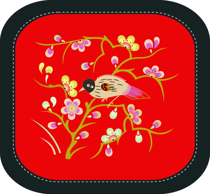 中國(guó)傳統(tǒng)刺繡圖案喜上枝頭系列一，矢量素材