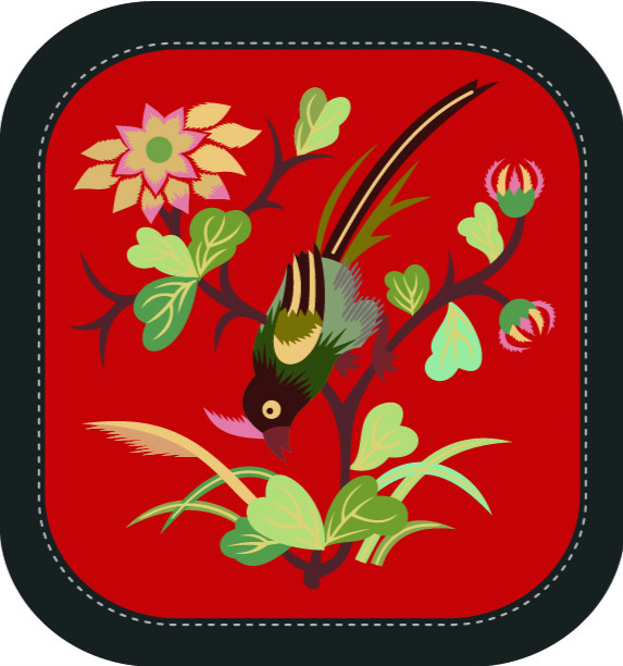 中國(guó)傳統(tǒng)刺繡圖案喜上枝頭系列三，矢量素材