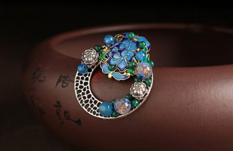 藍(lán)蓮花復(fù)古風(fēng)毛衣胸針，匠心啟航閱讀胸花飾品