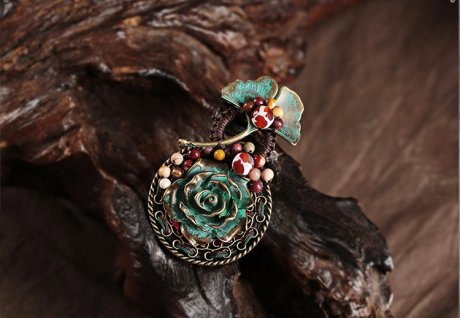 葉痕復(fù)古文藝胸針，民族風(fēng)風(fēng)胸花飾品