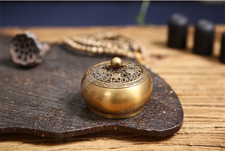 鏤空蝴蝶花紋純銅香爐，仿古沉香檀香熏香盤香