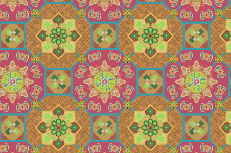 中國(guó)傳統(tǒng)織錦圖案1，矢量素材AI圖片