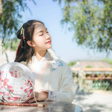 靈動(dòng)詩(shī)意繡花交領(lǐng)漢服，清新古典撞色漢服圖片