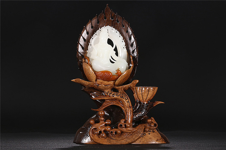 鳳拜觀音手玩件白玉把件，和田玉白玉籽料觀音