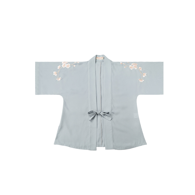 傳統(tǒng)雙袖刺繡漢服上衣，對襟半臂繡花漢服