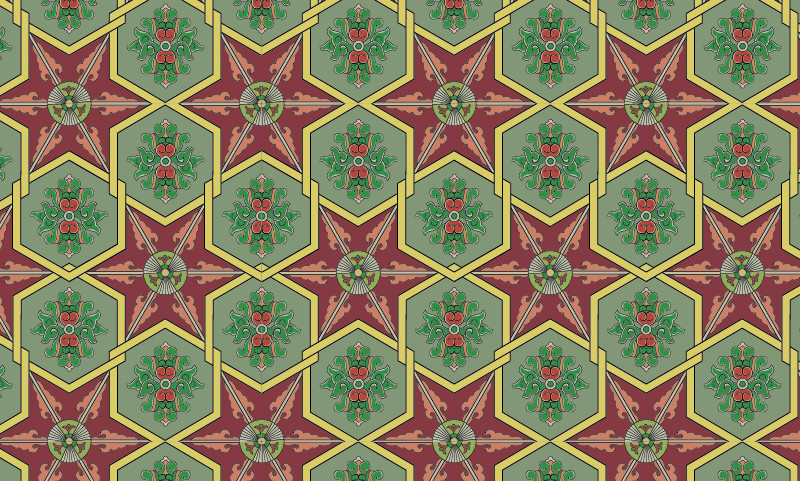 中國傳統(tǒng)織錦圖案與配色三，矢量素材AI圖片