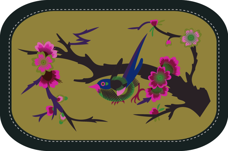 中國傳統(tǒng)刺繡圖案喜上梅梢系列二，矢量素材