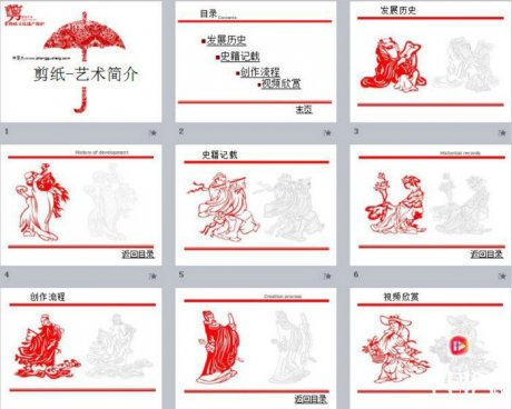匠心啟航閱讀剪紙藝術(shù)PPT模板
