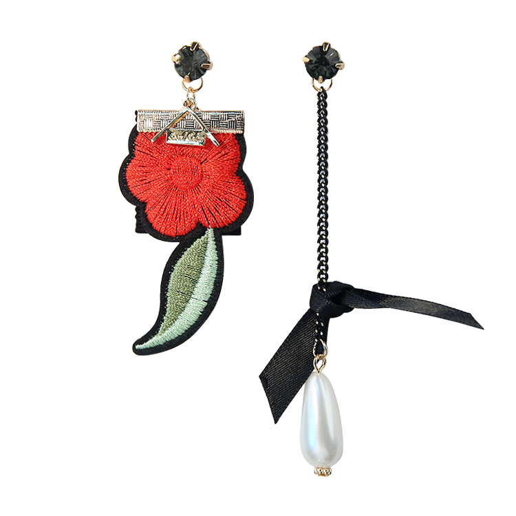 匠心啟航閱讀時(shí)尚刺繡耳環(huán)不對稱耳釘長款珍珠吊墜