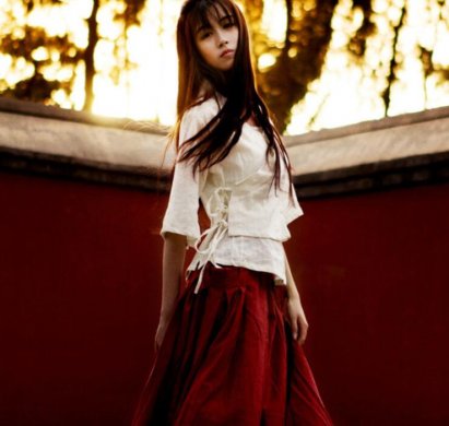 民族風漢元素古風漢服，棉麻女裝漢服美女圖片