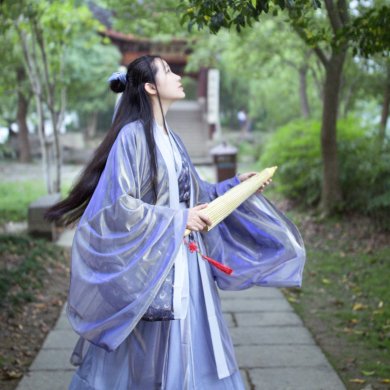 兩重衣齊腰襦裙?jié)h服，清新典雅漢服圖片