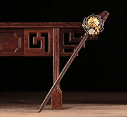 清新自然古風發(fā)簪，明亮花朵簪子頭飾