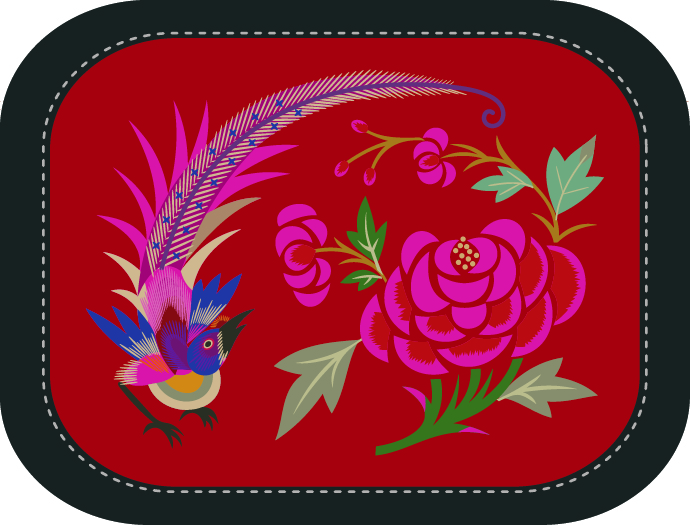 中國(guó)傳統(tǒng)刺繡圖案鳳凰系列四，矢量素材