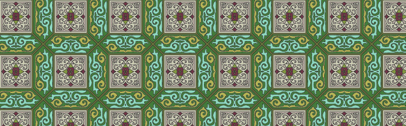 中國傳統(tǒng)織錦幾何圖案與配色，矢量素材AI圖片