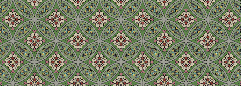 中國(guó)傳統(tǒng)百合花圓形圖案與配色，矢量素材AI圖片