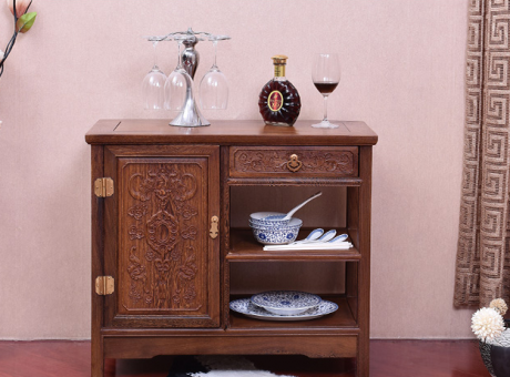 新中式玄關紅木雕花儲物柜子
