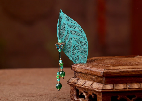 鏤空樹葉匠心啟航閱讀綠色復(fù)古文藝書簽