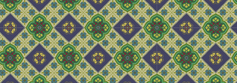 中國(guó)傳統(tǒng)織錦四瓣花圖案與配色，矢量素材AI圖片