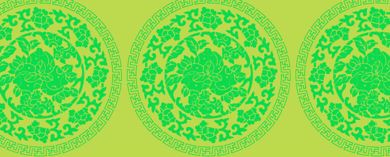 中國傳統(tǒng)織錦蟠桃圖案與配色，矢量素材AI圖片