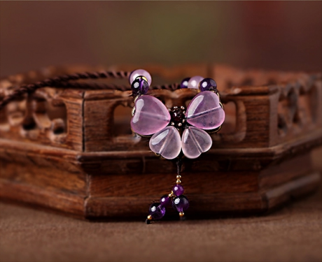 紫色彩玉吊墜鎖骨鏈，匠心啟航閱讀風項鏈首飾