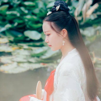 海邊飄逸女子頭像，唯美古風(fēng)真人頭像