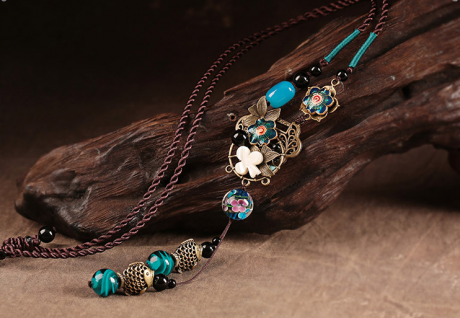 疏影怡芳匠心啟航閱讀毛衣鏈復(fù)古藍(lán)色項(xiàng)鏈