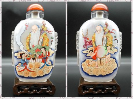 手工工藝水晶雕刻獸頭純手繪內(nèi)畫鼻煙壺