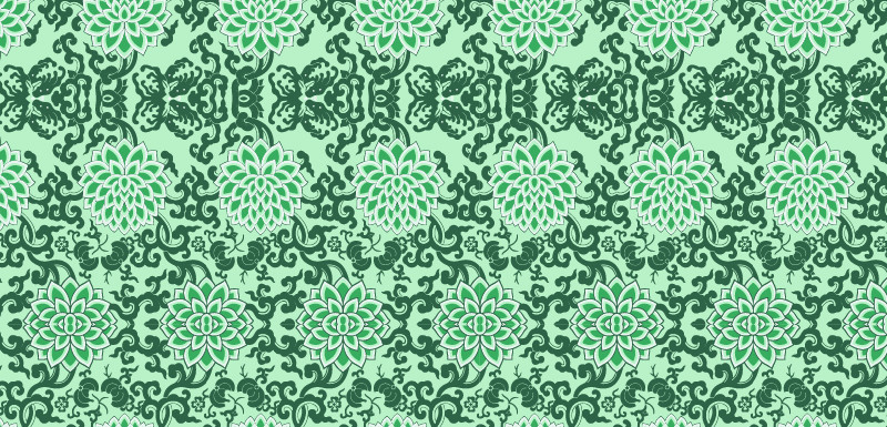 中國傳統(tǒng)蝴蝶蓮花圖案與配色，矢量素材AI圖片