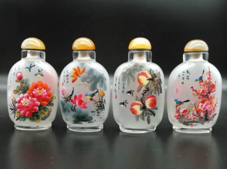 花鳥(niǎo)四件套純手工內(nèi)畫(huà)鼻煙壺