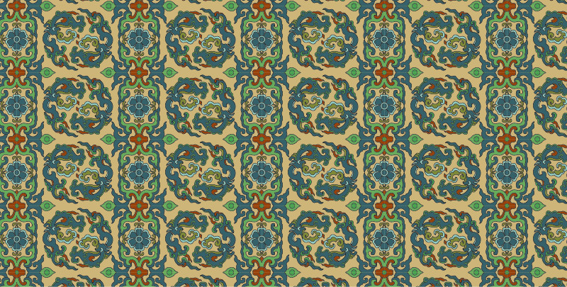 中國傳統(tǒng)織錦圖案與配色十一，矢量素材AI圖片