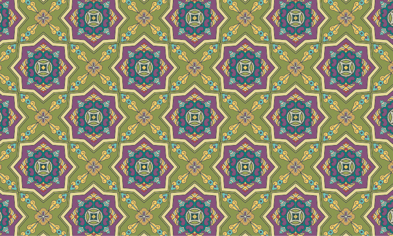 中國傳統(tǒng)織錦菱角八邊形圖案與配色，矢量素材