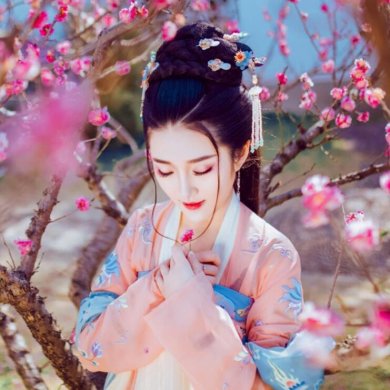 復(fù)古漢服齊胸襦裙，新款繡花漢服美女圖片