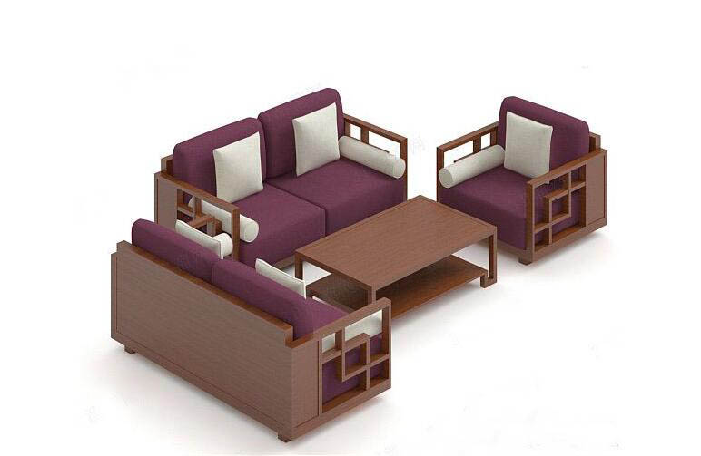 中式沙發(fā)組合3D模型下載