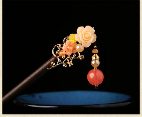 宮廷氣質(zhì)木簪子，氣質(zhì)花朵盤發(fā)簪子頭飾