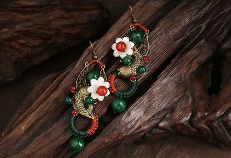 復(fù)古風(fēng)夸張耳墜，貝殼花朵魚(yú)耳環(huán)