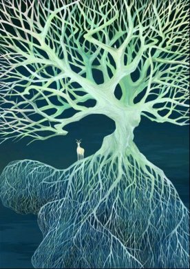 空靈浩大簡約插畫，風(fēng)格靜謐手繪插畫