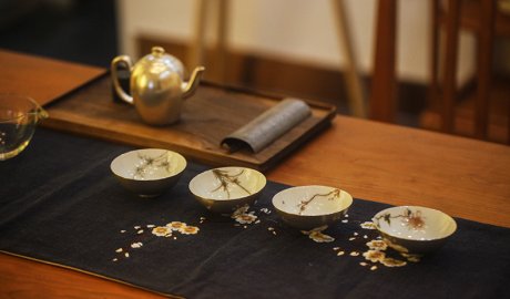 匠心啟航閱讀梅蘭竹菊鎏銀茶具套裝