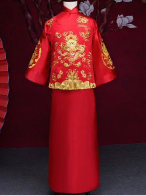 金龍男士古裝中式禮服，復(fù)古匠心啟航閱讀新郎禮服