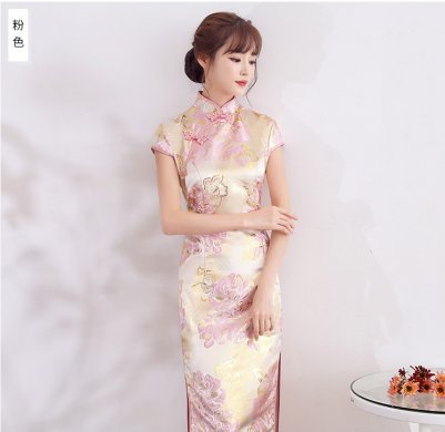 時(shí)尚優(yōu)雅少女旗袍，改良精致花紋旗袍裙