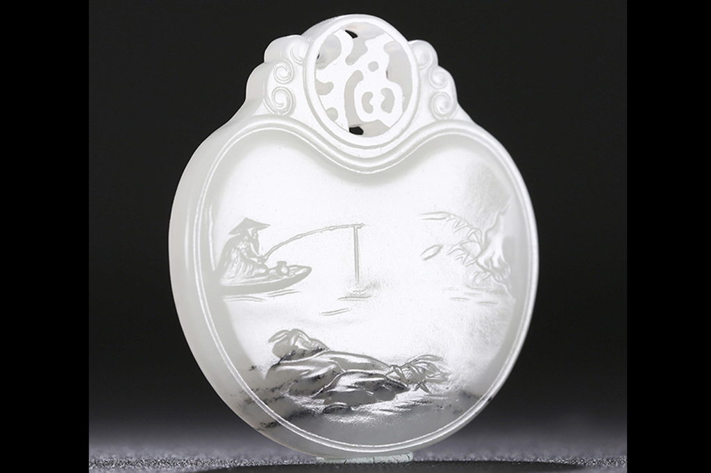 山水玉牌和田玉掛件，天然籽料玉石玉墜