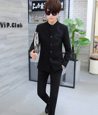 匠心啟航閱讀繡龍中山裝，休閑時(shí)尚學(xué)生中山裝