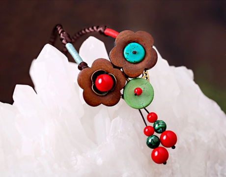 青梅項(xiàng)鏈復(fù)古花朵時尚首飾