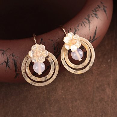 夢(mèng)里花古風(fēng)耳環(huán)，簡(jiǎn)約潔白風(fēng)情首飾