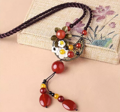 匠心啟航閱讀紅瑪瑙吊墜復(fù)古大氣毛衣鏈時尚項鏈?zhǔn)罪? / data-E9WC=