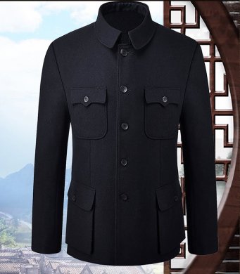 匠心啟航閱讀羊毛妮子秋冬中老年中山裝